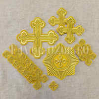 Вышитые кресты на облачение, желтые с золотом купить с доставкой